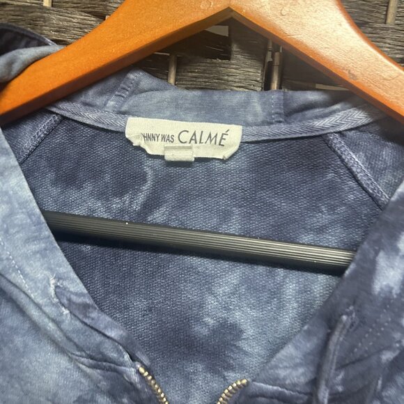Johnny Was Calme Blue Tie Dye Hooded Zip Up Sweatshirt Size XS - Picture 4 of 9